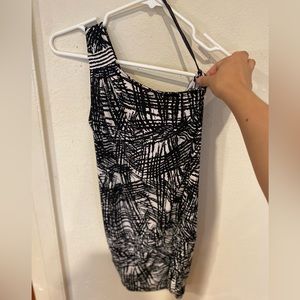 BCBGMAXAZRIA Print Dress, XS, Black/White Print